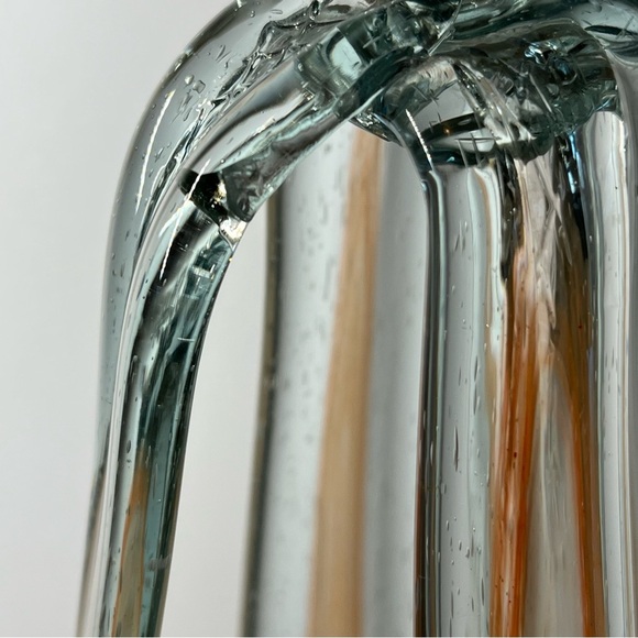 Arklahoma Co Art Glass Vase (Sooner Ozark) White Orange Swirl. Vintage - Picture 9 of 10